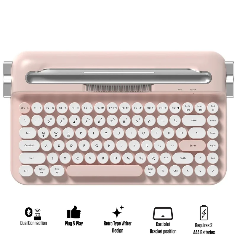 Ajazz AF84 Dual-Mode 84-Keys Membrane Keyboard (White/Pink)