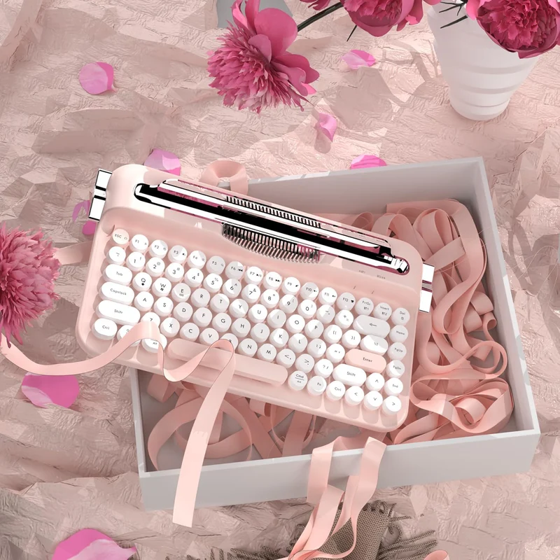 Ajazz AF84 Dual-Mode 84-Keys Membrane Keyboard (White/Pink)