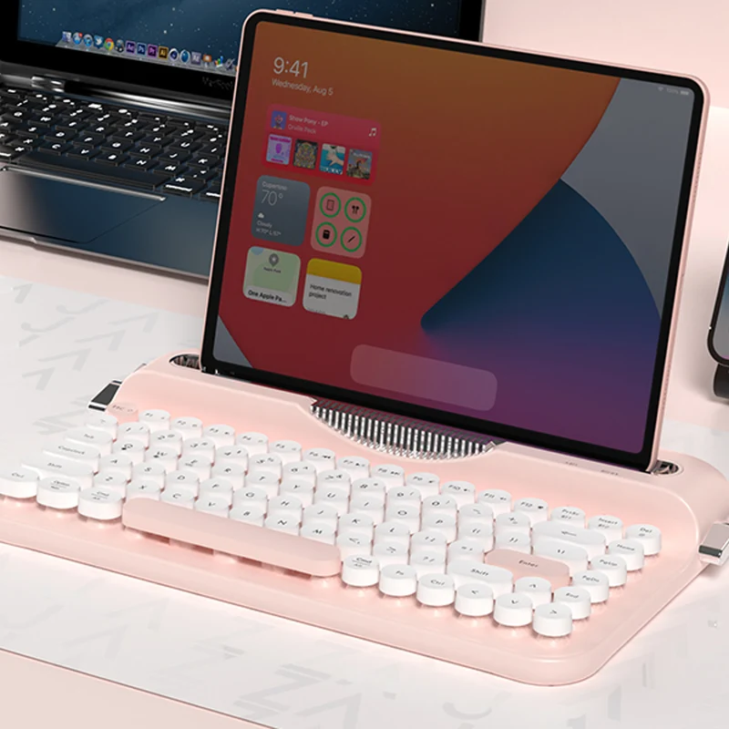 Ajazz AF84 Dual-Mode 84-Keys Membrane Keyboard (White/Pink)