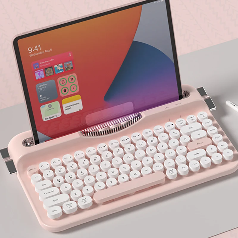 Ajazz AF84 Dual-Mode 84-Keys Membrane Keyboard (White/Pink)
