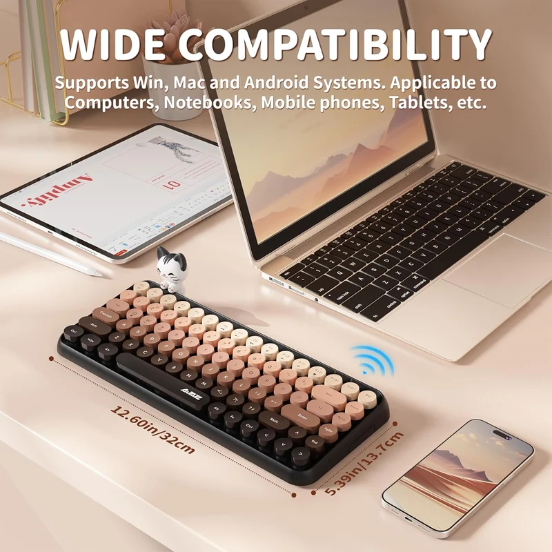 Ajazz 308I 84-Keys Bluetooth Wireless Membrane Keyboard (Bean Paste)
