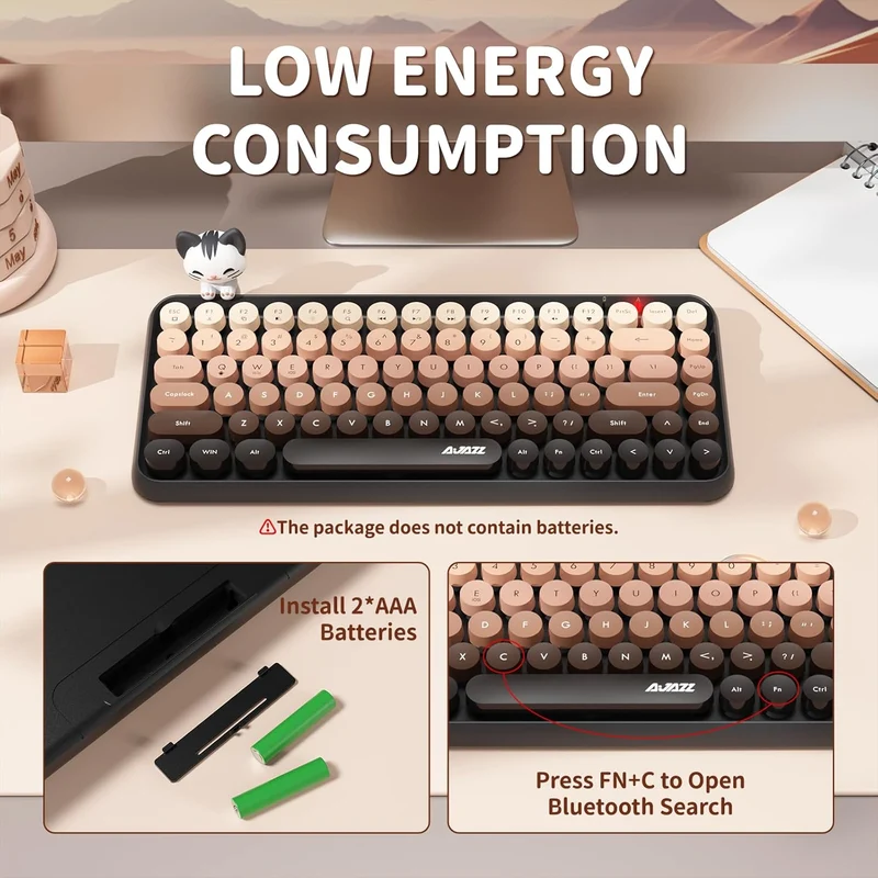 Ajazz 308I 84-Keys Bluetooth Wireless Membrane Keyboard (Bean Paste)