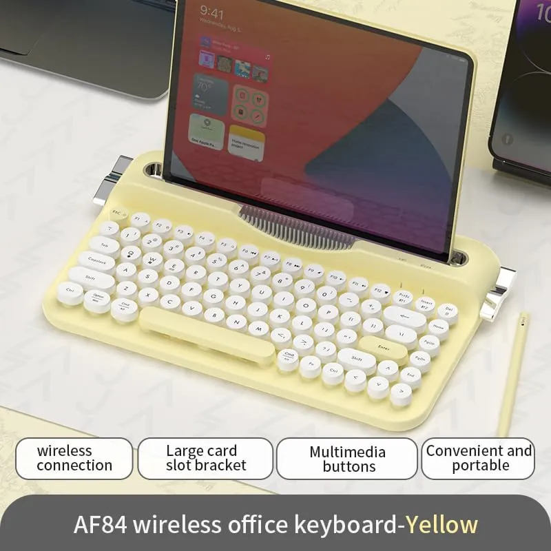 Ajazz AF84 Dual-Mode 84-Keys Membrane Keyboard (White/Yellow)
