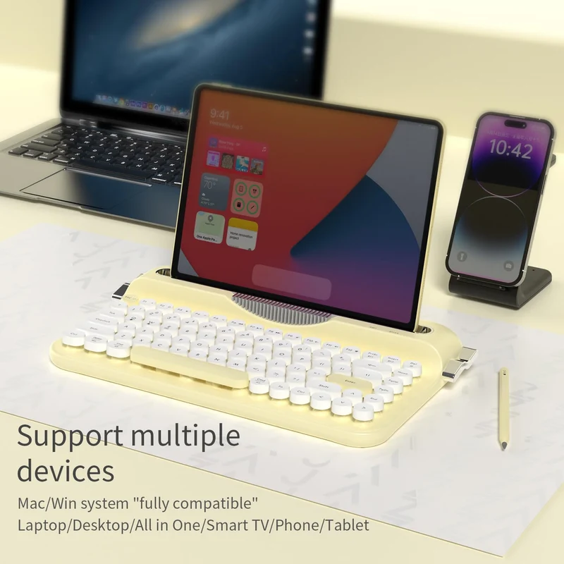 Ajazz AF84 Dual-Mode 84-Keys Membrane Keyboard (White/Yellow)