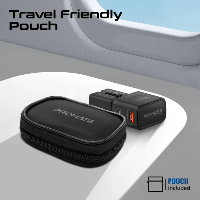Promate TriPlug-PD35 35W Power Delivery Multi-Port Universal Travel Adapter