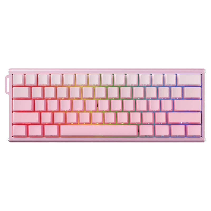 Ajazz ALUX60 RGB Wired 61-Keys Aluminum CNC Case Hot-Swappable Mechanical Keyboard (Gradient Pink) (Magnetic Powder Shaft Switch)