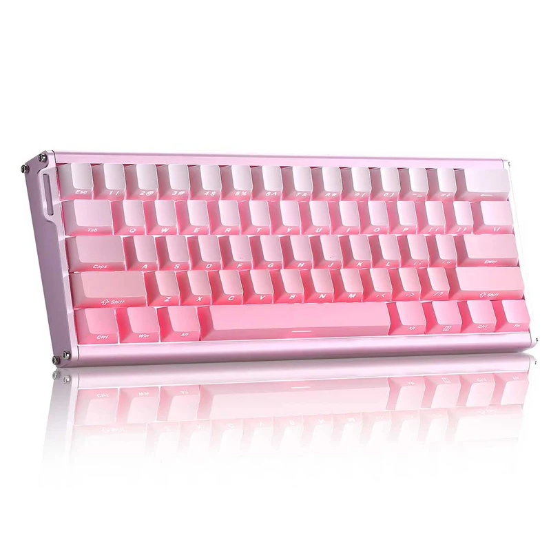 Ajazz ALUX60 RGB Wired 61-Keys Aluminum CNC Case Hot-Swappable Mechanical Keyboard (Gradient Pink) (Magnetic Powder Shaft Switch)