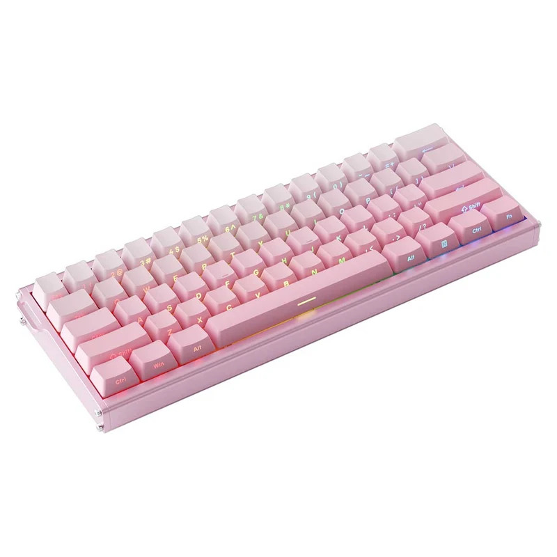 Ajazz ALUX60 RGB Wired 61-Keys Aluminum CNC Case Hot-Swappable Mechanical Keyboard (Gradient Pink) (Magnetic Powder Shaft Switch)