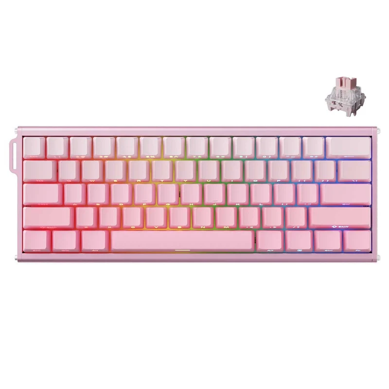 Ajazz ALUX60 RGB Wired 61-Keys Aluminum CNC Case Hot-Swappable Mechanical Keyboard (Gradient Pink) (Magnetic Powder Shaft Switch)