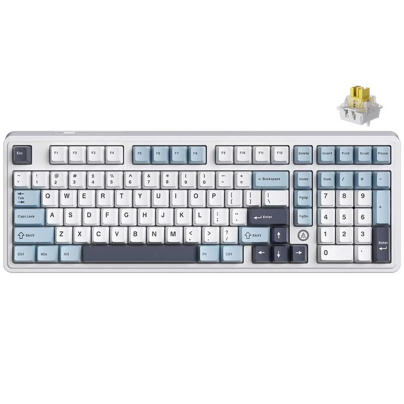 Ajazz AK980 Max RGB Wired 98-Keys Gasket-Mounted Hot-Swappable Mechanical Keyboard (Blue/White/Blue) (Magnetic Grain Switch)