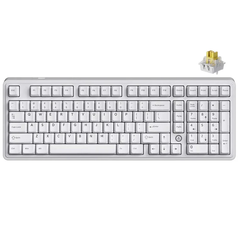 Ajazz AK980 Max RGB Wired 98-Keys Gasket-Mounted Hot-Swappable Mechanical Keyboard (White) (Magnetic Grain Switch)