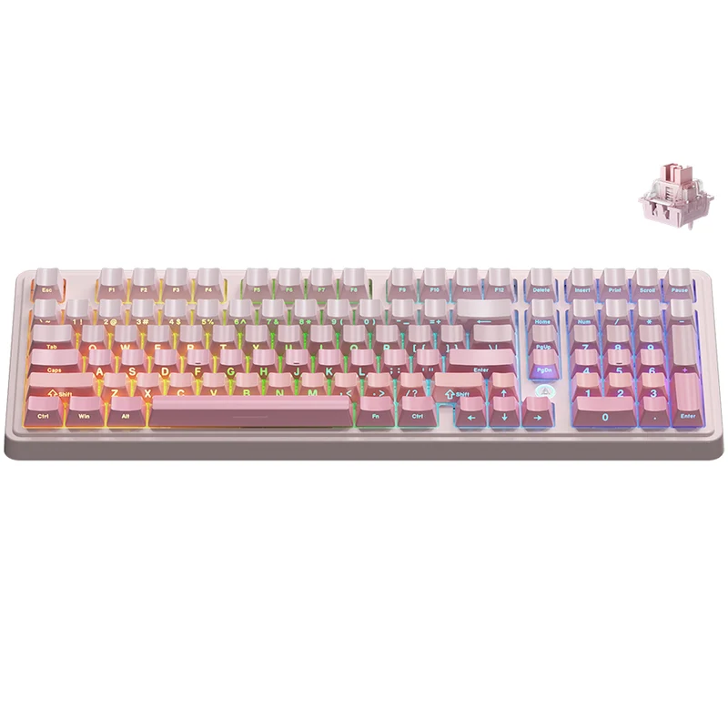 Ajazz AK980 Max RGB Wired 98-Keys Gasket-Mounted Hot-Swappable Mechanical Keyboard (Gradient Cat Ear Powder) (Magnetic Powder Shaft Switch)