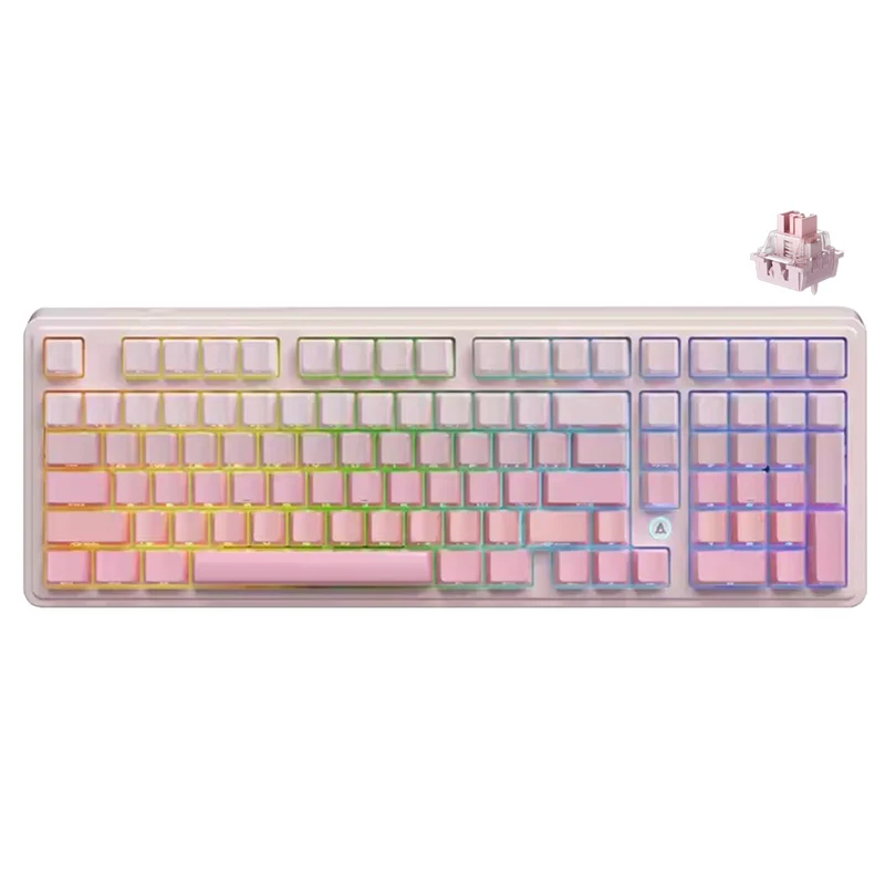 Ajazz AK980 Max RGB Wired 98-Keys Gasket-Mounted Hot-Swappable Mechanical Keyboard (Gradient Cat Ear Powder) (Magnetic Powder Shaft Switch)