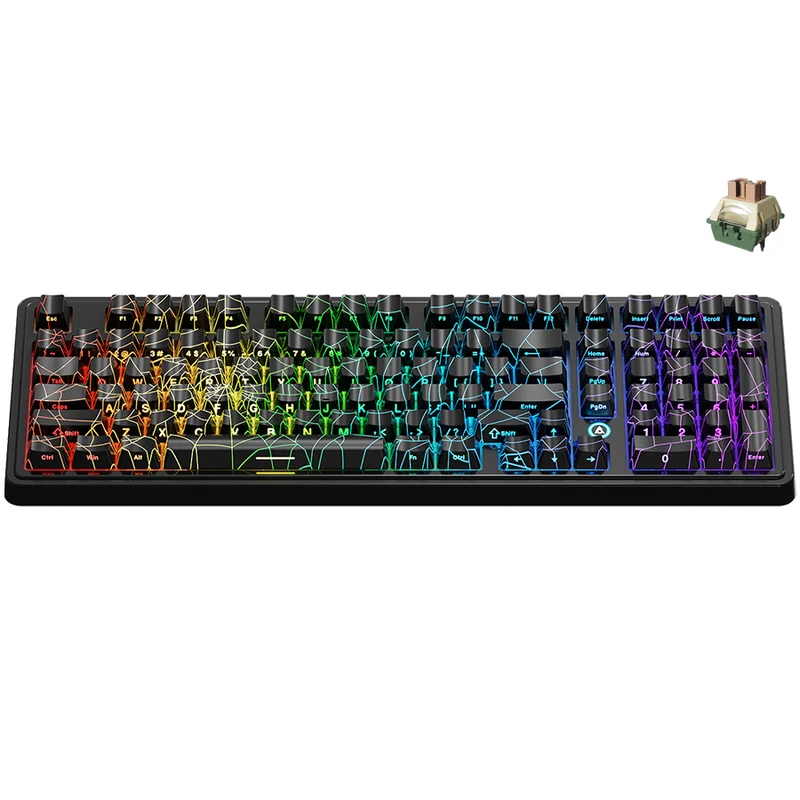 Ajazz AK980 Max RGB Wired 98-Keys Gasket-Mounted Hot-Swappable Mechanical Keyboard (Original Sublimation Spider Web Black) (King of Soldier Magnetic Switch)