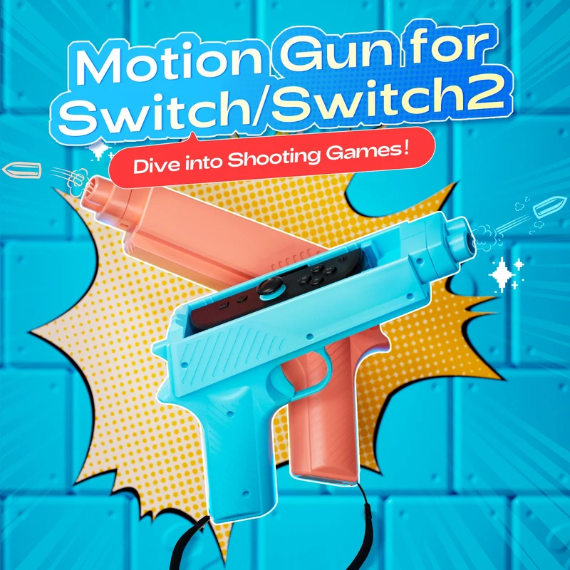 IINE Motion Gaming Gun Controller for Nintendo Switch 2 / Nintendo Switch (Blue/Orange) (L1142)