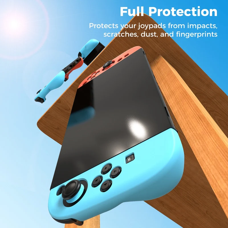 IINE Silicone Protective Case with Raised Back for Nintendo Switch 2 Joy-Con (Black, Orange/Blue) (L1086, L1087)