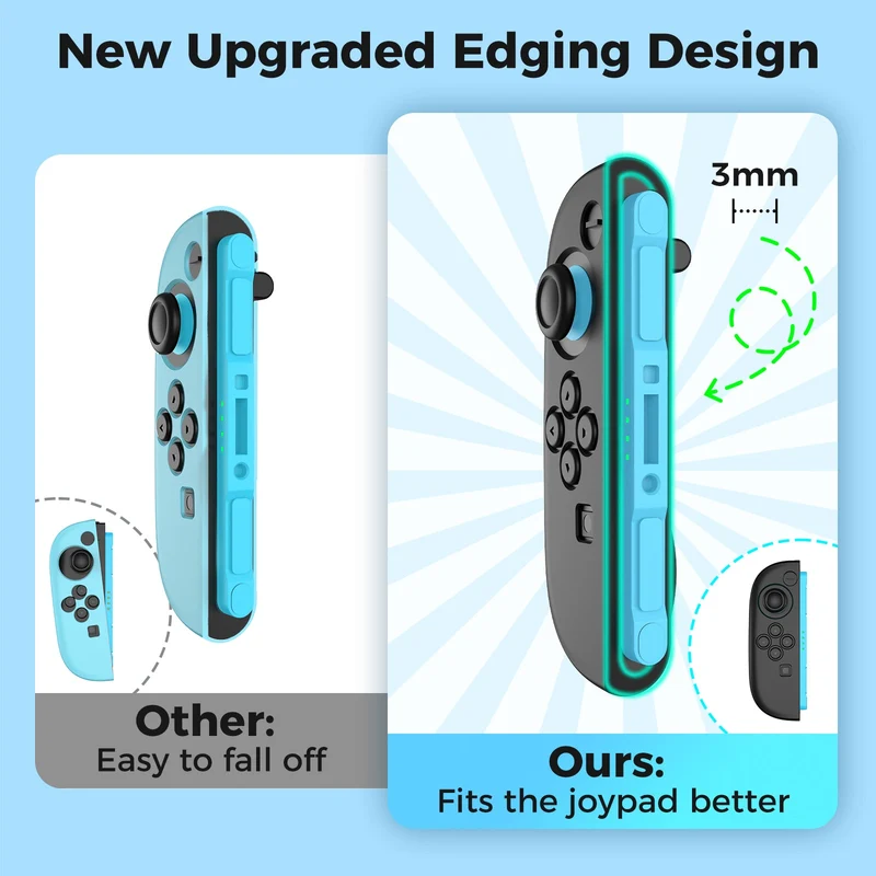 IINE Silicone Protective Case with Raised Back for Nintendo Switch 2 Joy-Con (Black, Orange/Blue) (L1086, L1087)