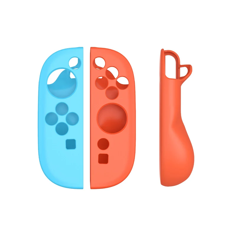 IINE Silicone Protective Case with Raised Back for Nintendo Switch 2 Joy-Con (Black, Orange/Blue) (L1086, L1087)