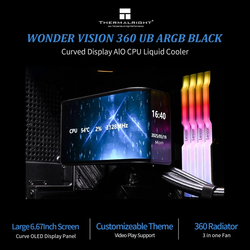 Thermalright Wonder Vision 360 UB ARGB AIO CPU Liquid Cooler (Black, White)