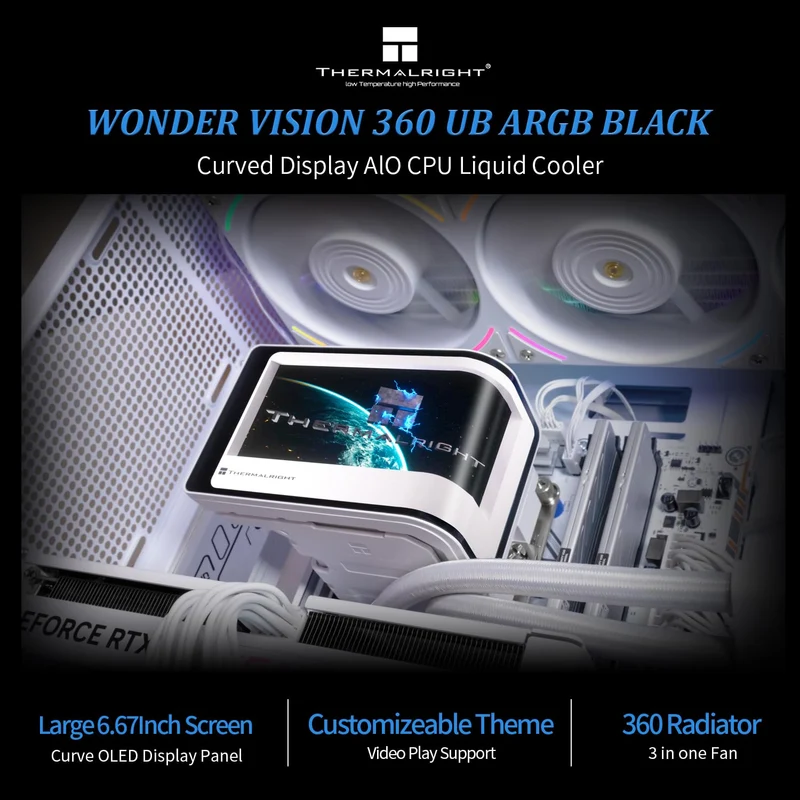 Thermalright Wonder Vision 360 UB ARGB AIO CPU Liquid Cooler (Black, White)