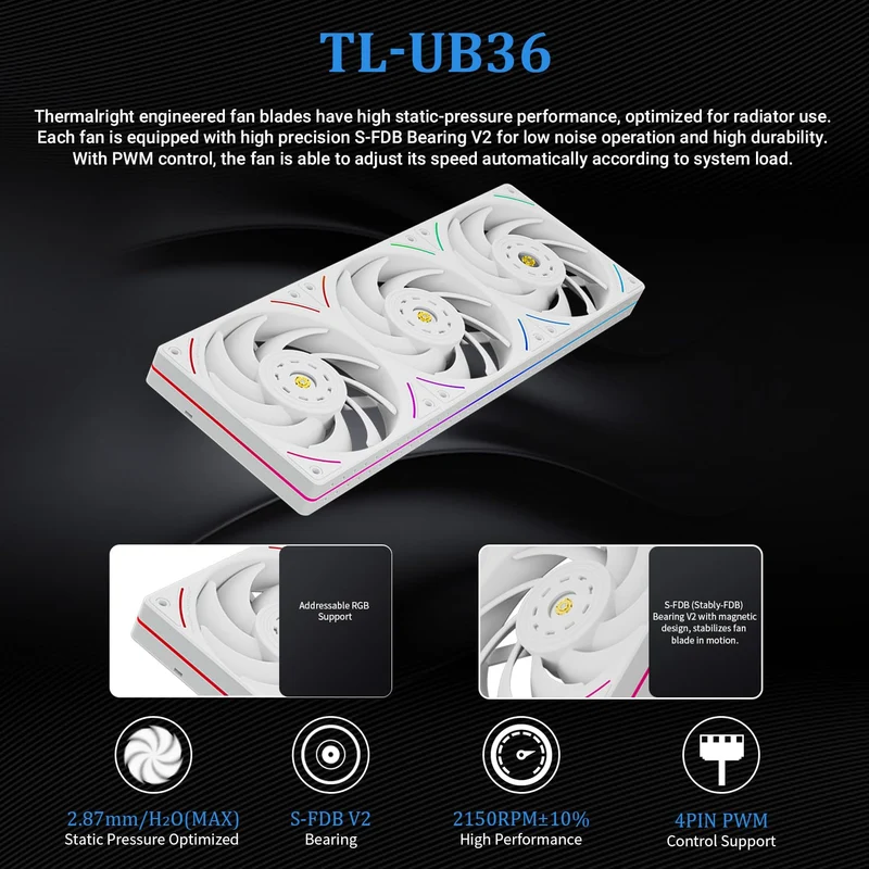 Thermalright Wonder Vision 360 UB ARGB AIO CPU Liquid Cooler (Black, White)