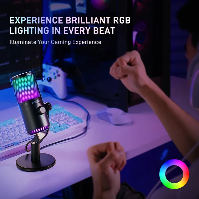 Maono DM30 RGB USB Condenser Microphone (Black, White, Pink, Purple)