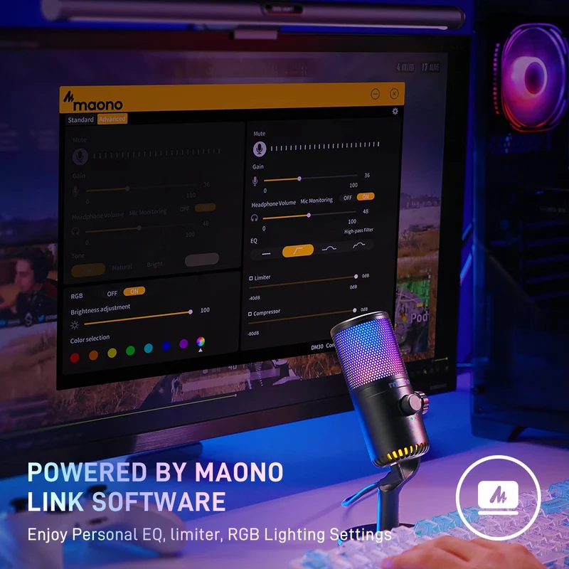 Maono DM30 RGB USB Condenser Microphone (Black, White, Pink, Purple)