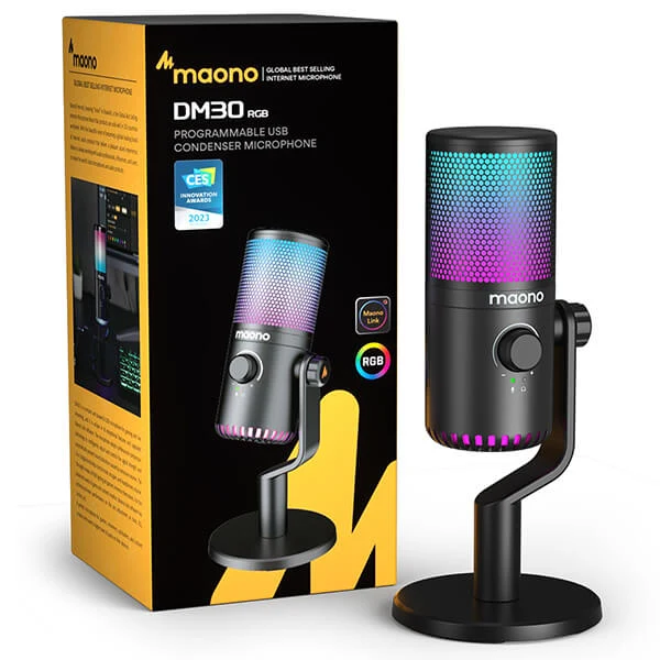Maono DM30 RGB USB Condenser Microphone (Black, White, Pink, Purple)