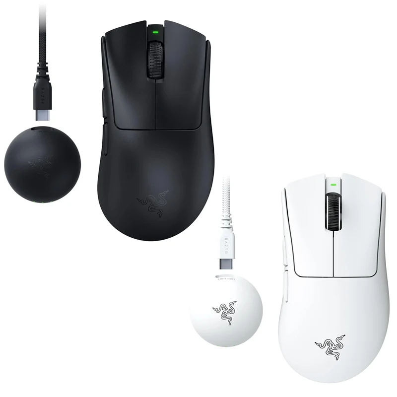 Razer DeathAdder V4 Pro Ultra-Lightweight Wireless Ergonomic Esports Mouse (Black, White)
