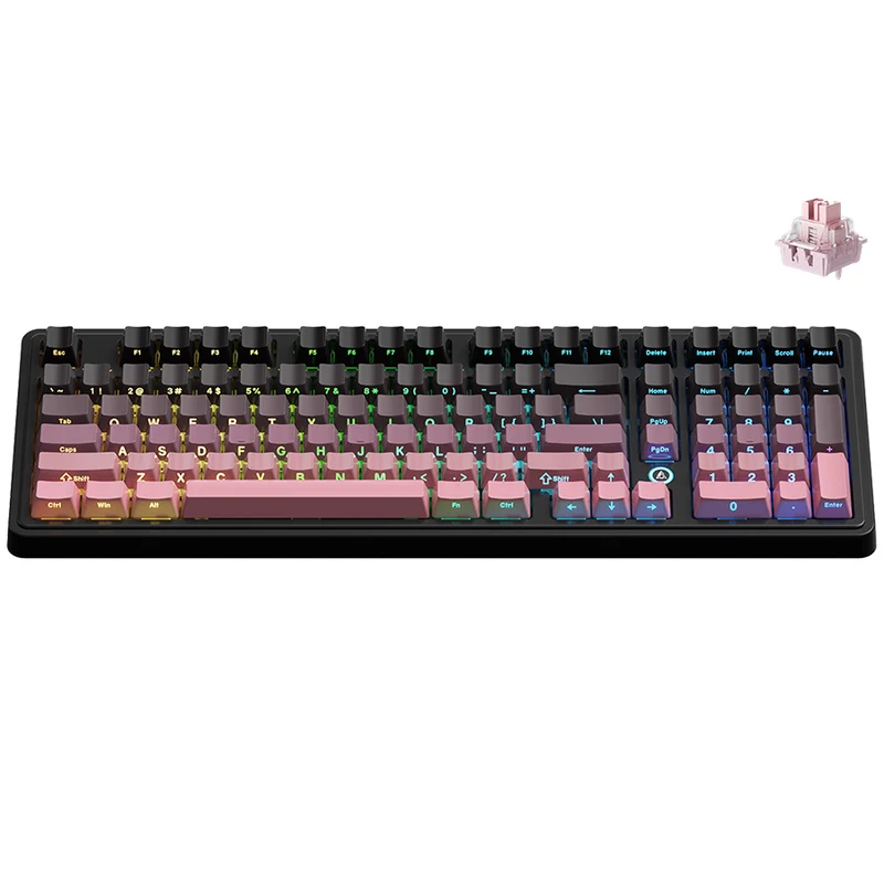 Ajazz AK980 Max RGB Wired 98-Keys Gasket-Mounted Hot-Swappable Mechanical Keyboard (Gradient Pink) (Magnetic Powder Shaft Switch)