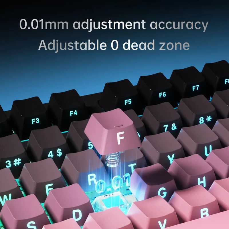 Ajazz AK980 Max RGB Wired 98-Keys Gasket-Mounted Hot-Swappable Mechanical Keyboard (Gradient Pink) (Magnetic Powder Shaft Switch)