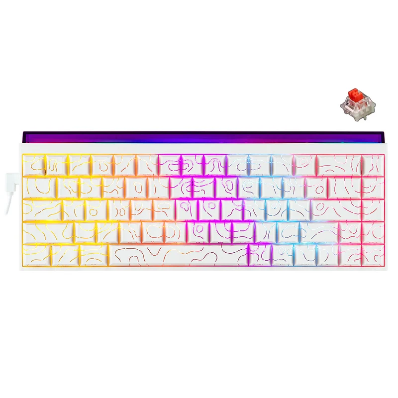 Nacodex x Ajazz NK68 Mixed Light Wired 68-Key Hot-Swappable Mechanical Keyboard (White Contour) (Red Switch)