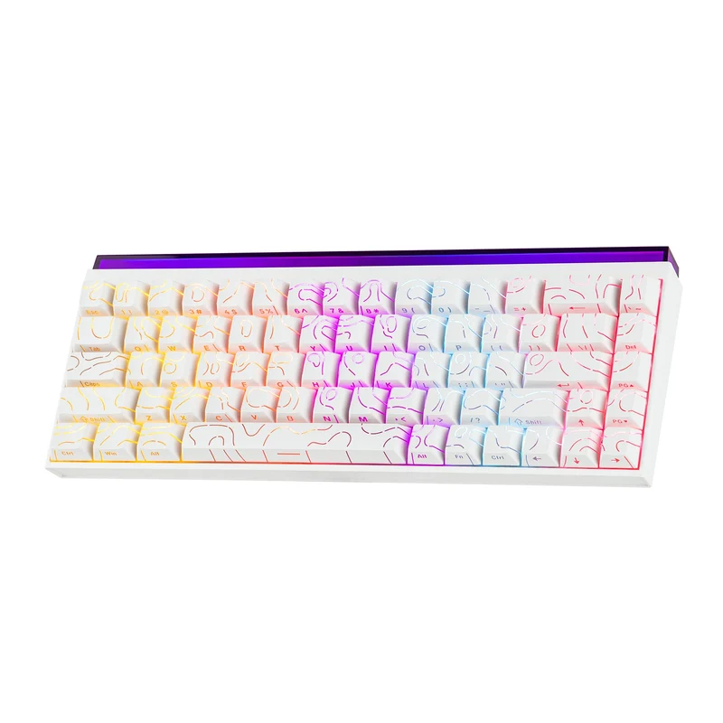 Nacodex x Ajazz NK68 Mixed Light Wired 68-Key Hot-Swappable Mechanical Keyboard (White Contour) (Red Switch)
