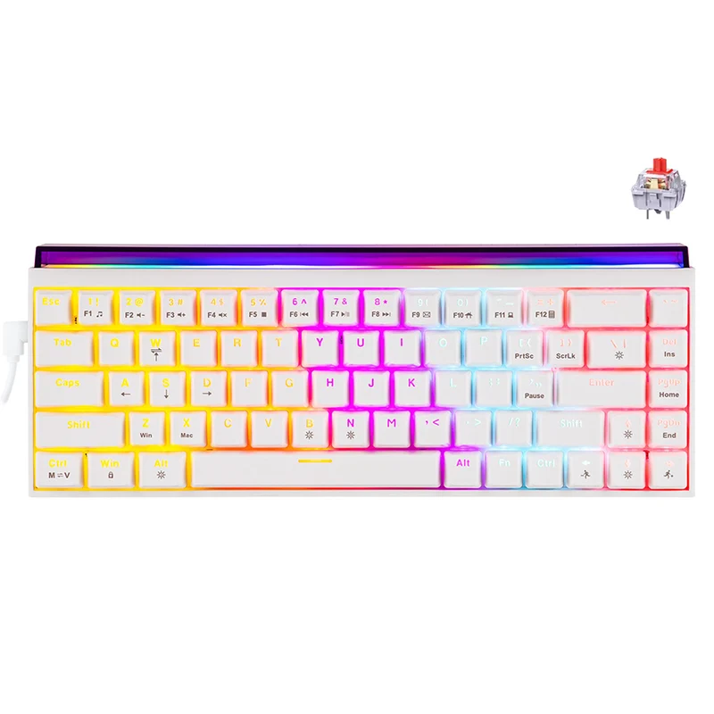 Nacodex x Ajazz NK68 Mixed Light Wired 68-Key Hot-Swappable Mechanical Keyboard (White) (Red Switch)