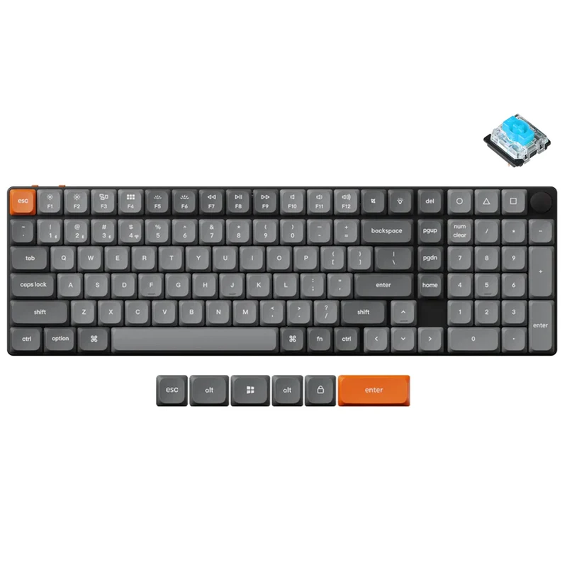 Keychron K17 Max QMK RGB Backlight Hot-Swappable Wireless Custom Mechanical Keyboard (Low Profile Gateron Mechanical Blue Switch) (K17M-H2)