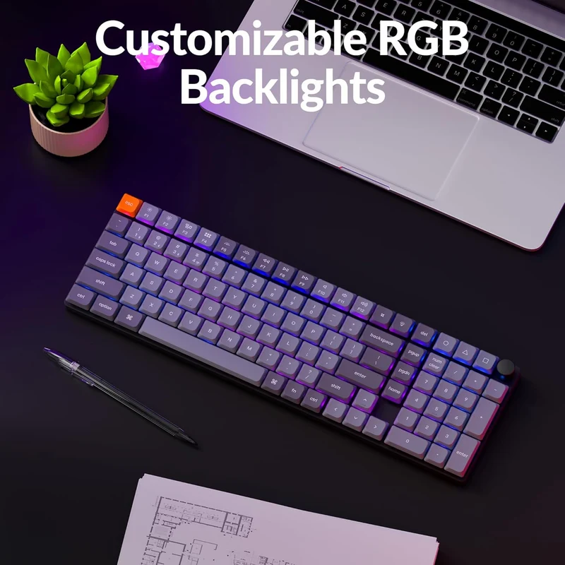 Keychron K17 Max QMK RGB Backlight Hot-Swappable Wireless Custom Mechanical Keyboard (Low Profile Gateron Mechanical Blue Switch) (K17M-H2)