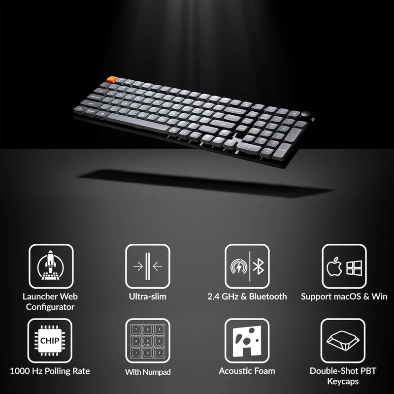 Keychron K17 Max QMK RGB Backlight Hot-Swappable Wireless Custom Mechanical Keyboard (Low Profile Gateron Mechanical Blue Switch) (K17M-H2)