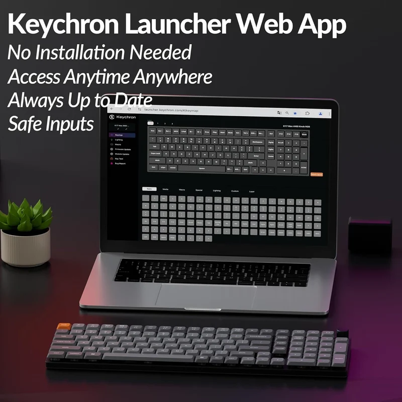 Keychron K17 Max QMK RGB Backlight Hot-Swappable Wireless Custom Mechanical Keyboard (Low Profile Gateron Mechanical Blue Switch) (K17M-H2)