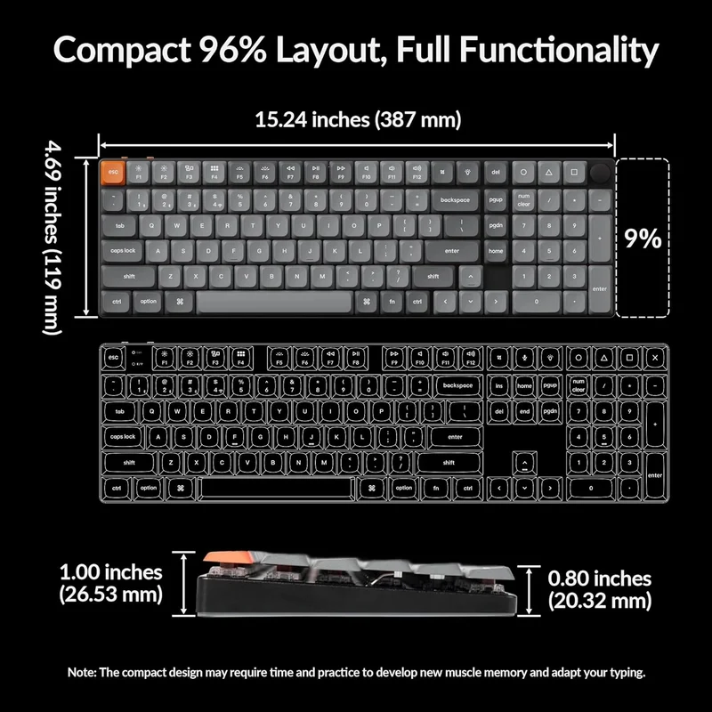 Keychron K17 Max QMK RGB Backlight Hot-Swappable Wireless Custom Mechanical Keyboard (Low Profile Gateron Mechanical Blue Switch) (K17M-H2)