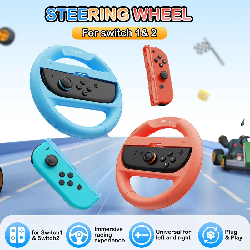PMW Steering Wheel for Nintendo Switch 2 / Nintendo Switch (Blue/Orange) (L1143)