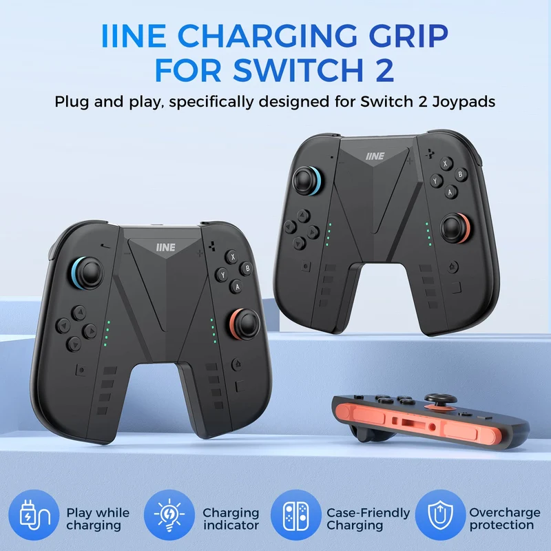 IINE Charging Grip with Battery for Nintendo Switch 2 (Black) (L1099)