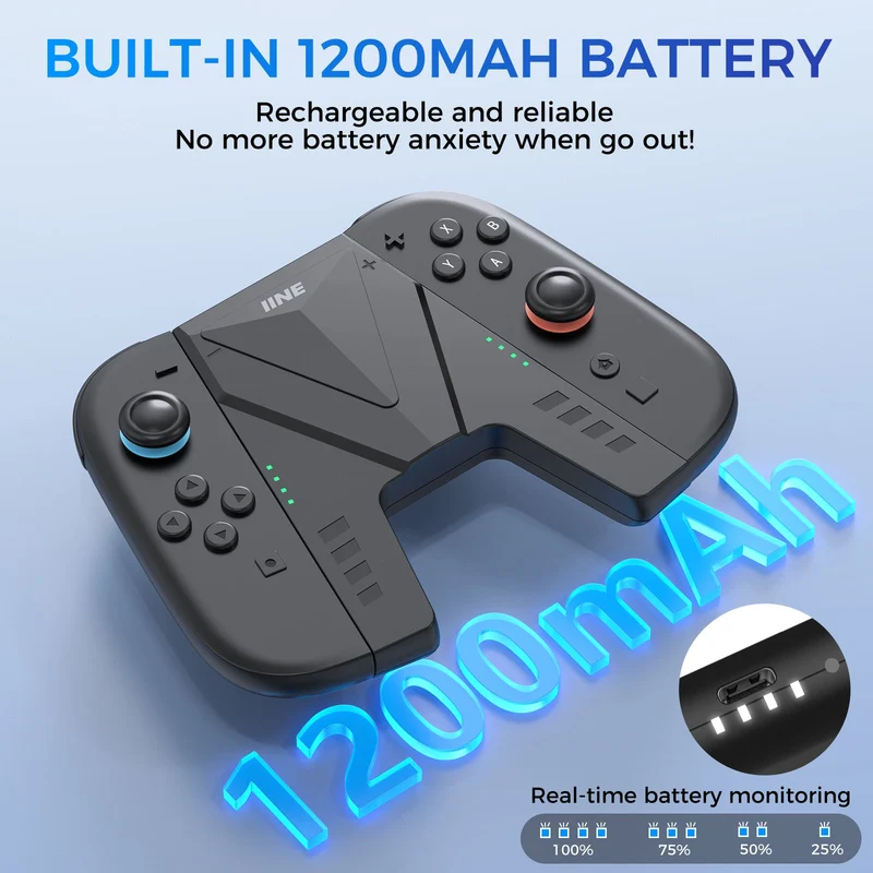 IINE Charging Grip with Battery for Nintendo Switch 2 (Black) (L1099)