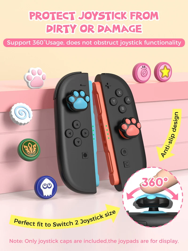 IINE Cat Paw Joystick Caps for Nintendo Switch 2 (Blue/Orange) (L1146)
