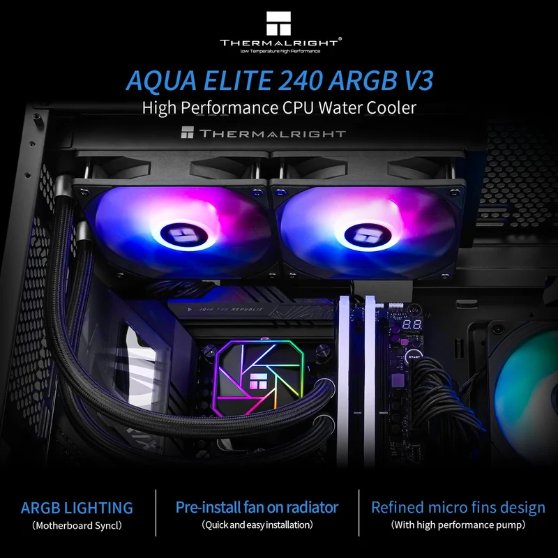Thermalright Aqua Elite 240 ARGB V3 AIO CPU Liquid Cooler (Black, White)