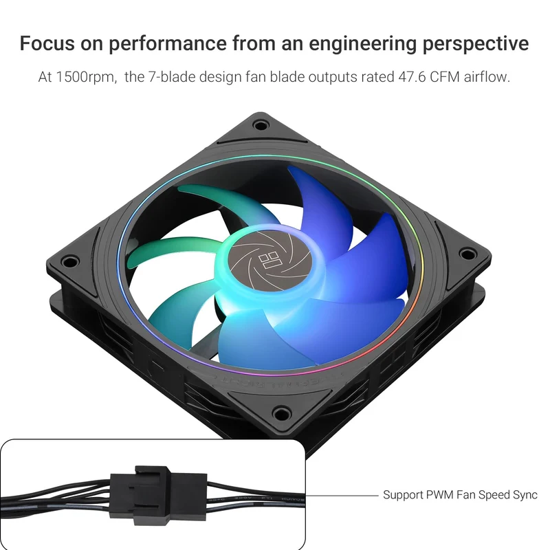 Thermalright TL-S12-S Silent 120mm PWM Hybrid ARGB Effect Case Fan (Black, White) (3-Pack)