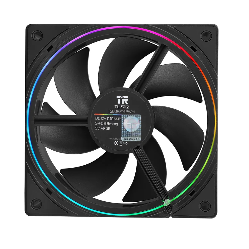 Thermalright TL-S12 120mm PWM ARGB Light Ring Case Fan (Black, White)