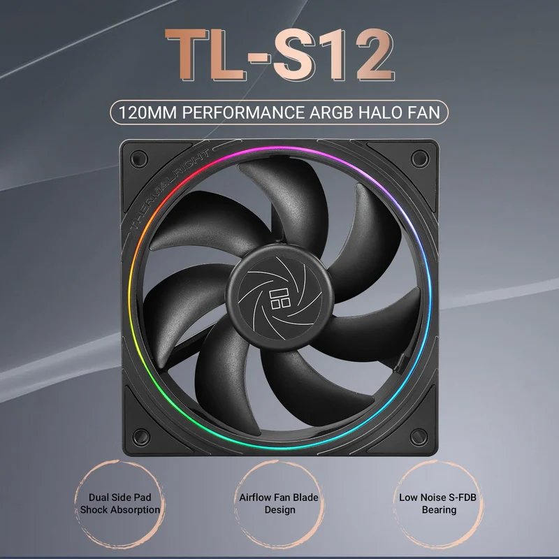 Thermalright TL-S12 120mm PWM ARGB Light Ring Case Fan (Black, White)