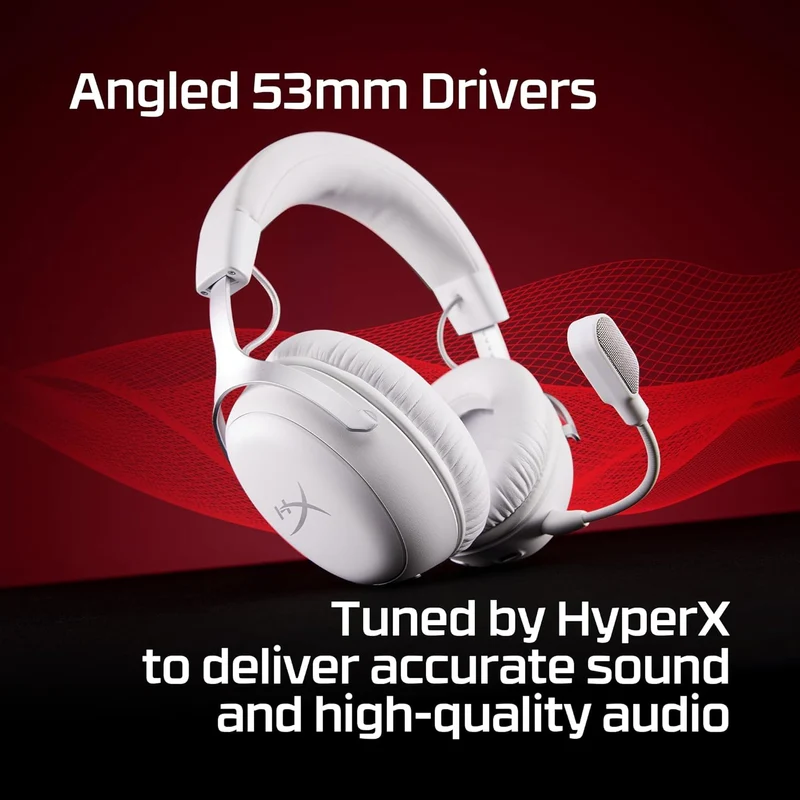 HyperX Cloud III S Wireless Gaming Headset for PC/PS5/PS4/N-Switch/Mobile (White) (AX6G1AA)