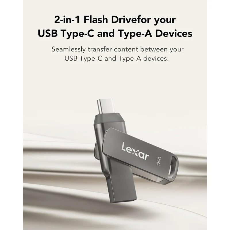 Lexar JumpDrive Dual Drive D400 128GB USB 3.1 Gen 1 Type-C & Type-A 130MB/s Read Flash Drive (LJDD400128G-BNQNG)