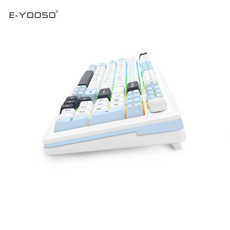 E-Yooso Z-98 Tri-Mode RGB 98-Keys Mechanical Keyboard White/Blue (Silverwood Switch)